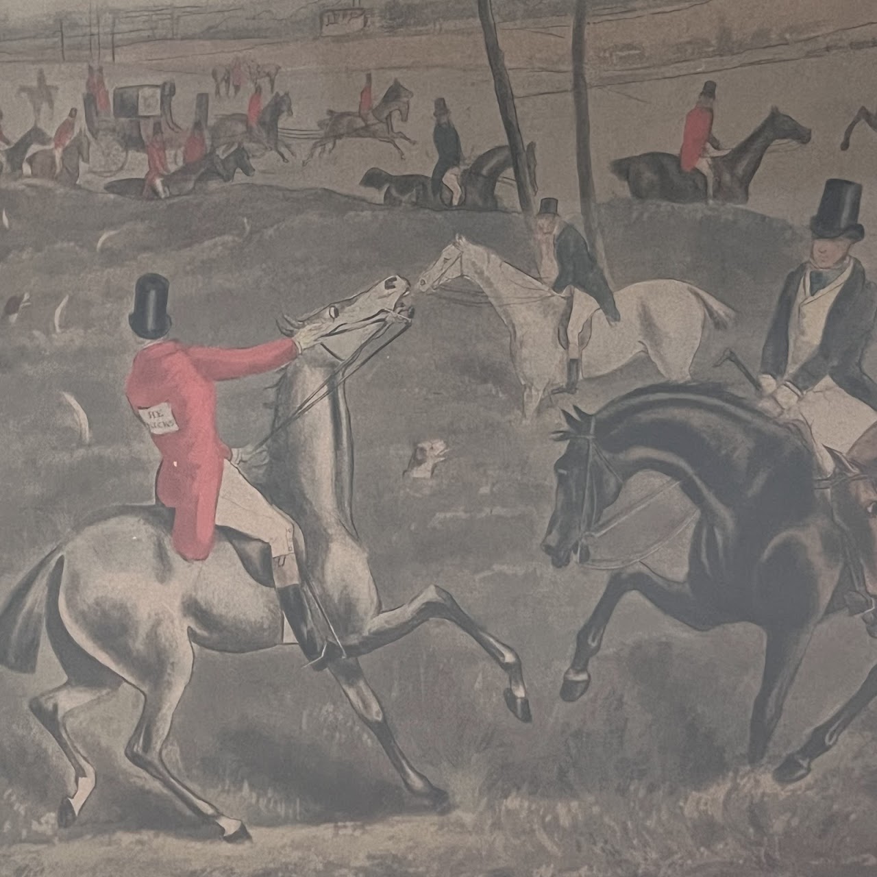 'The Quorn Hunt, Drawing Cover' 19th C. Fox Hunt Engraving