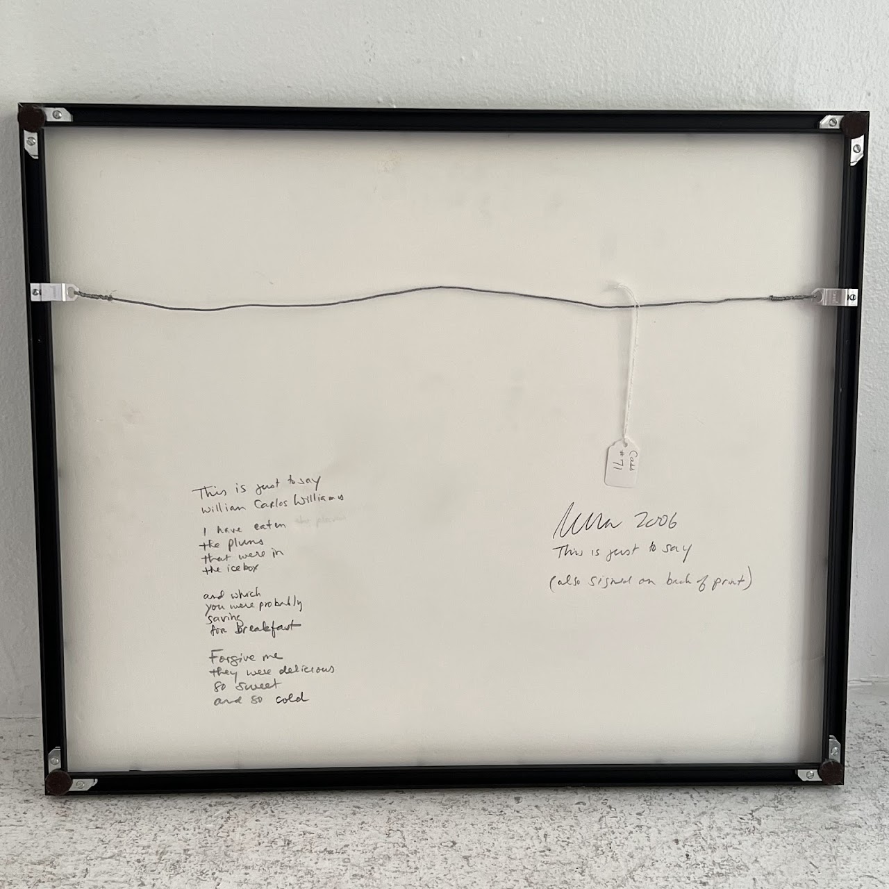 'This is Just to Say' Signed Contemporary Still Life Photograph