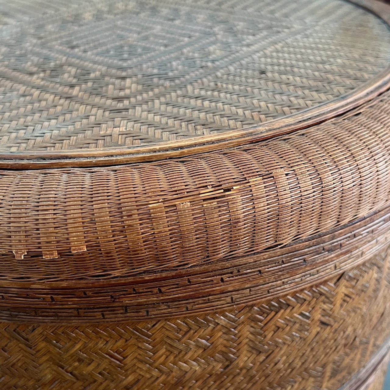 Chinese Woven Rattan Three Tier Wedding Basket