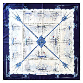 Hermès 'La Marine en Bois' Silk Scarf 90