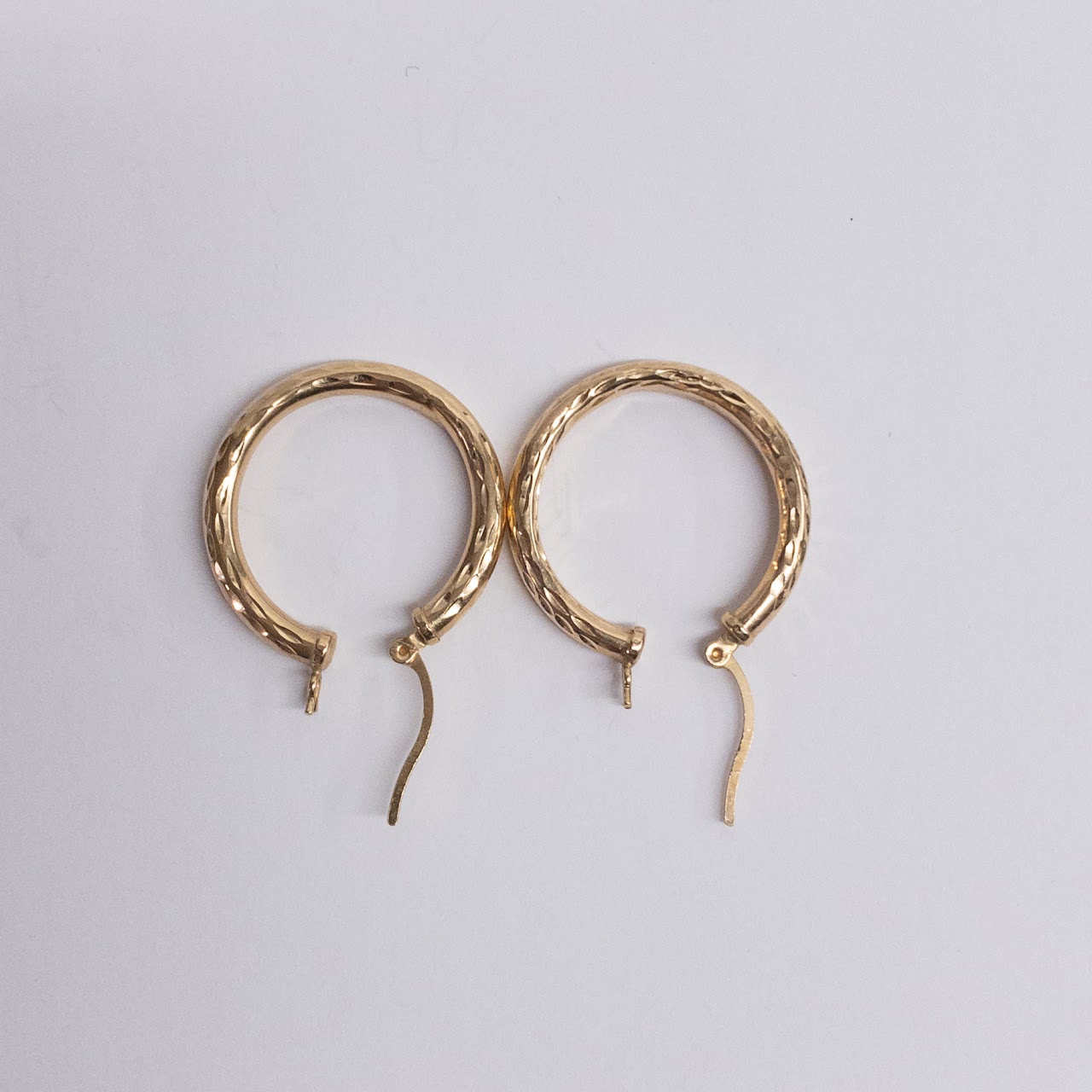 14K Gold Etched Hoop Earrings