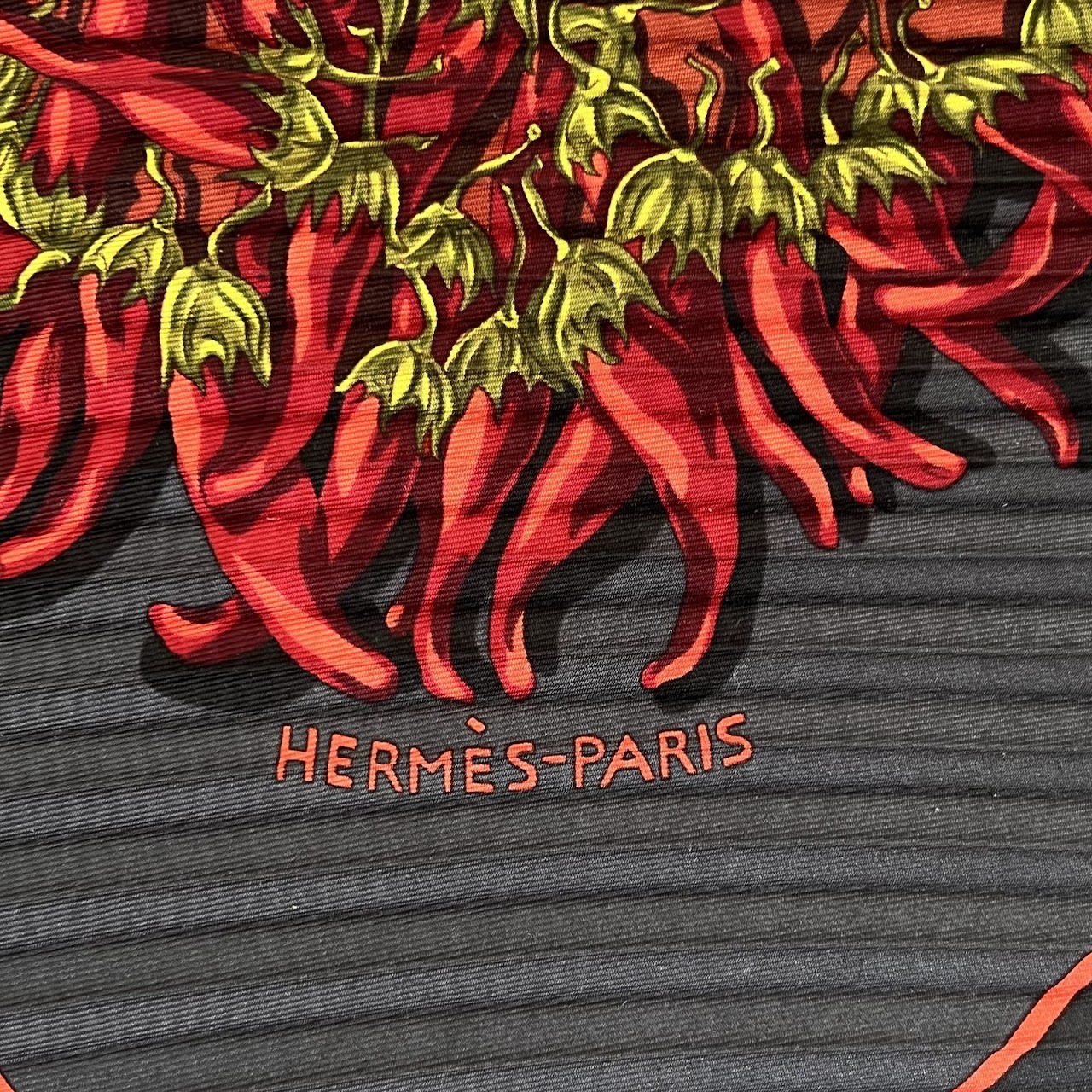 Hermès 'Aux Pays des Eipces' Pleated Silk Scarf