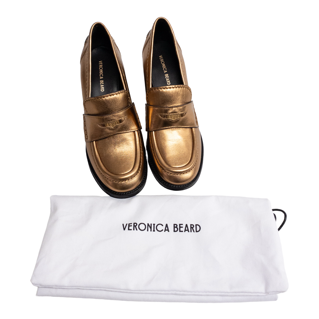 Veronica Beard Metallic Leather Loafer Pumps