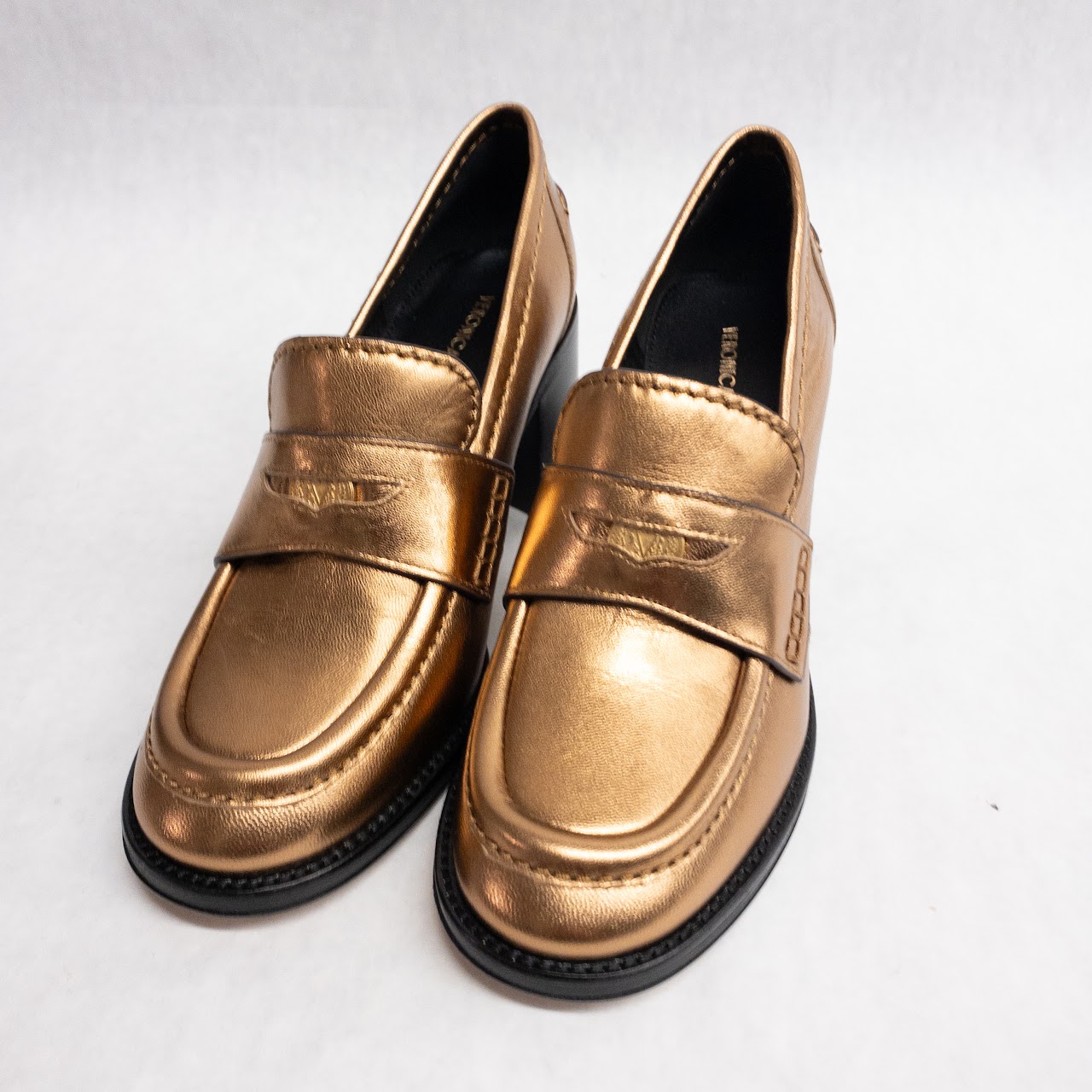 Veronica Beard Metallic Leather Loafer Pumps