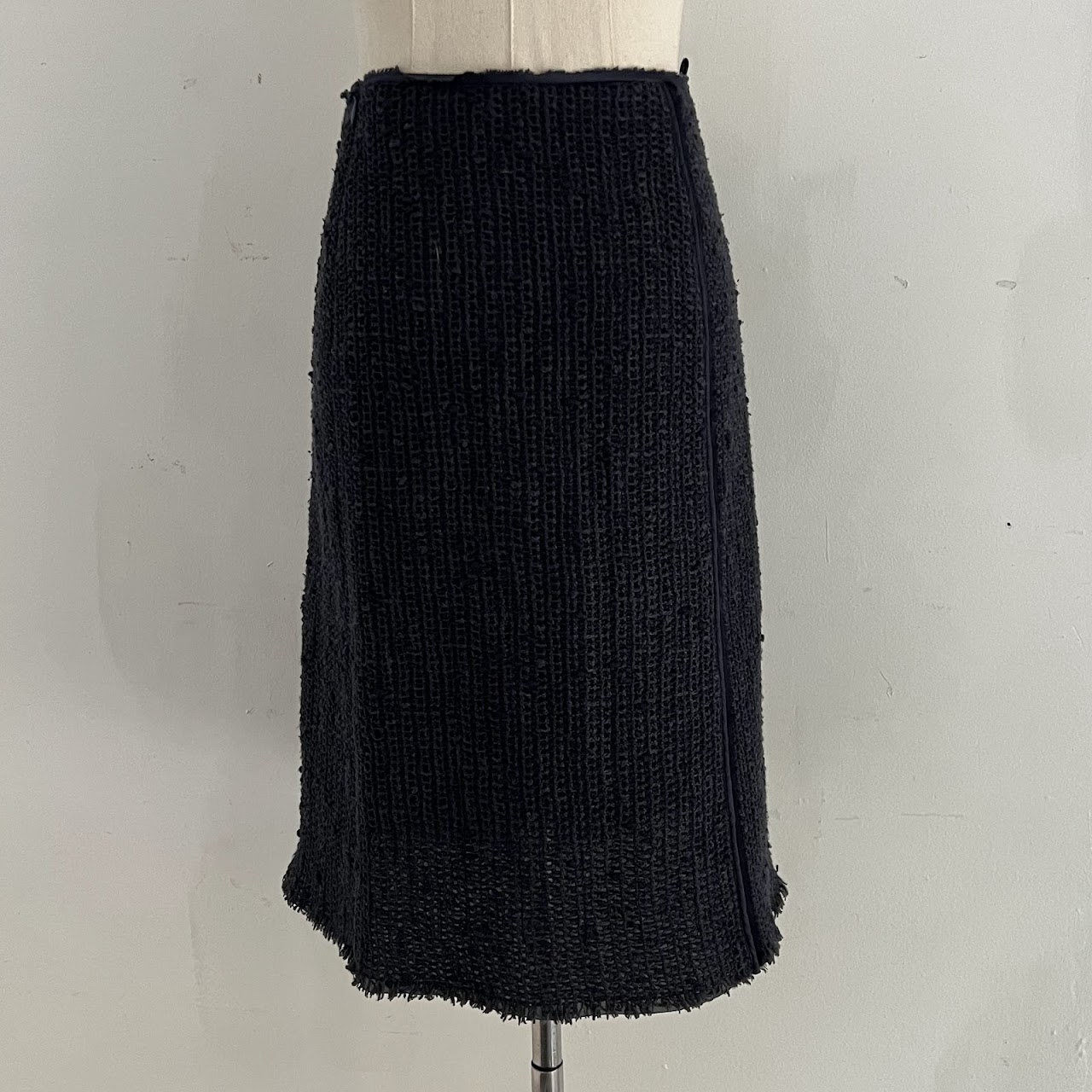 Prada Navy Blue Knit Pencil Skirt