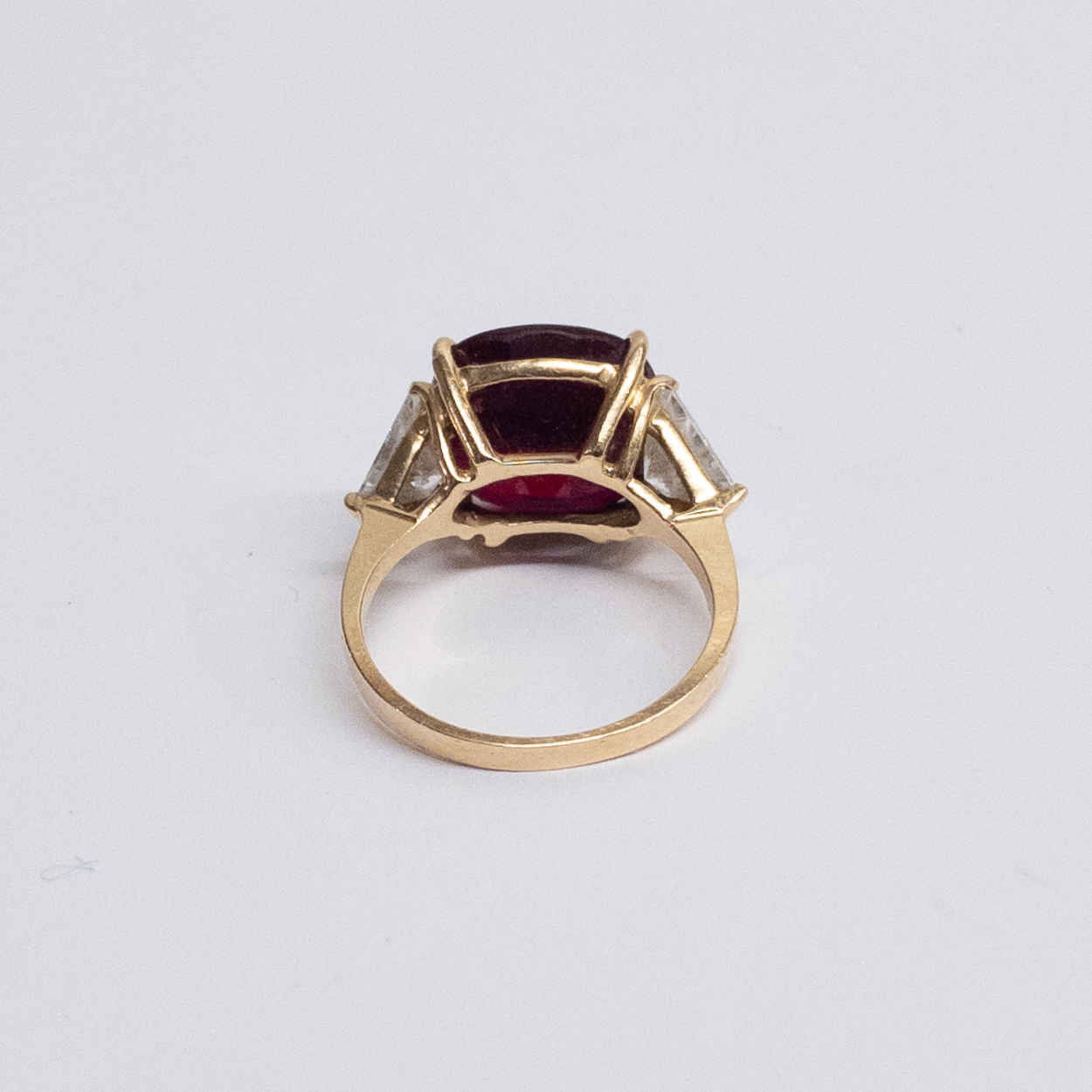 14K Gold, Red and Clear Stone Ring