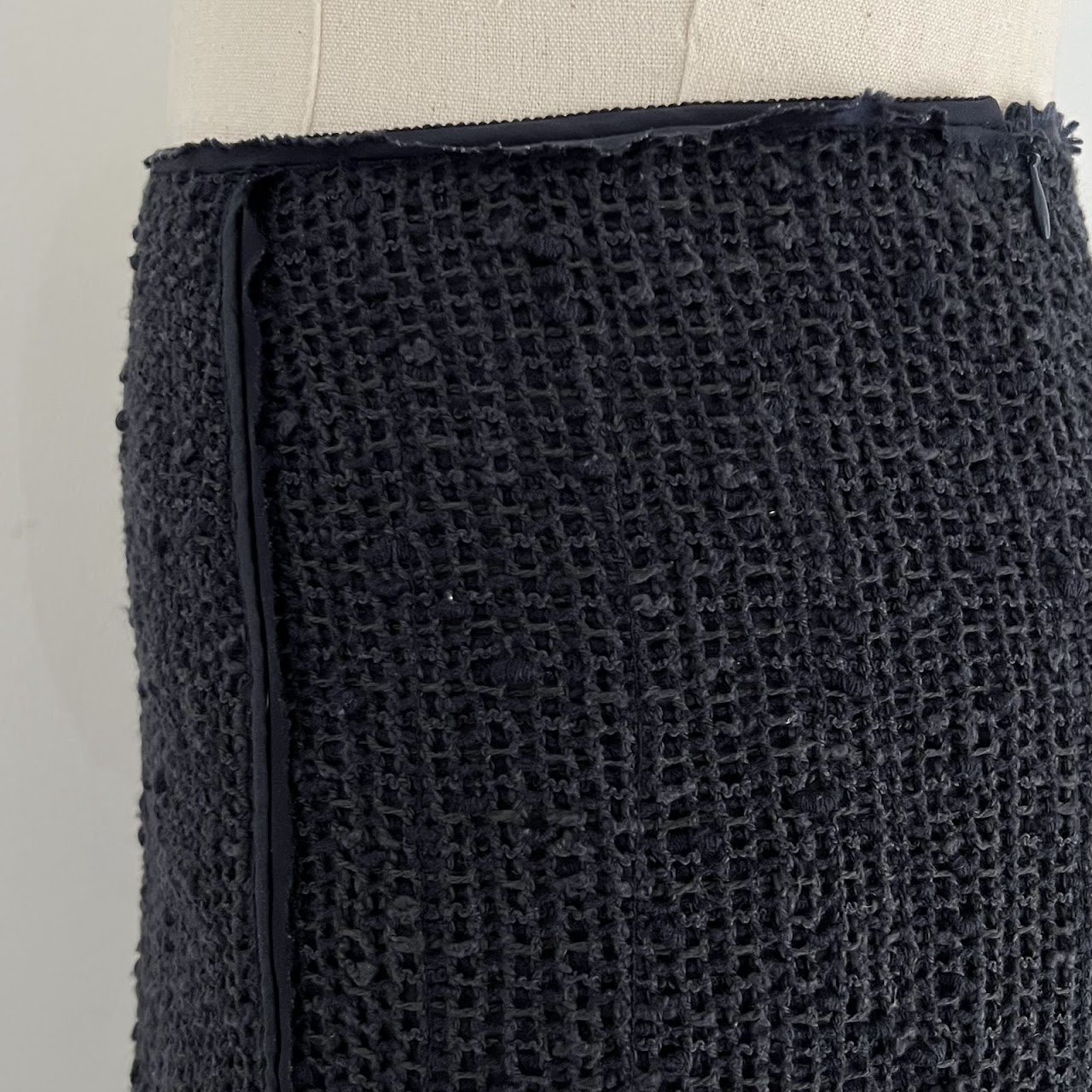 Prada Navy Blue Knit Pencil Skirt