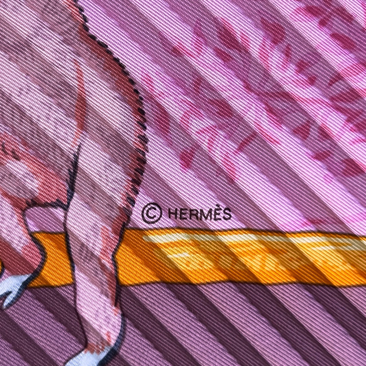 Hermès 'Tendresse Feline' Silk Plisse Scarf