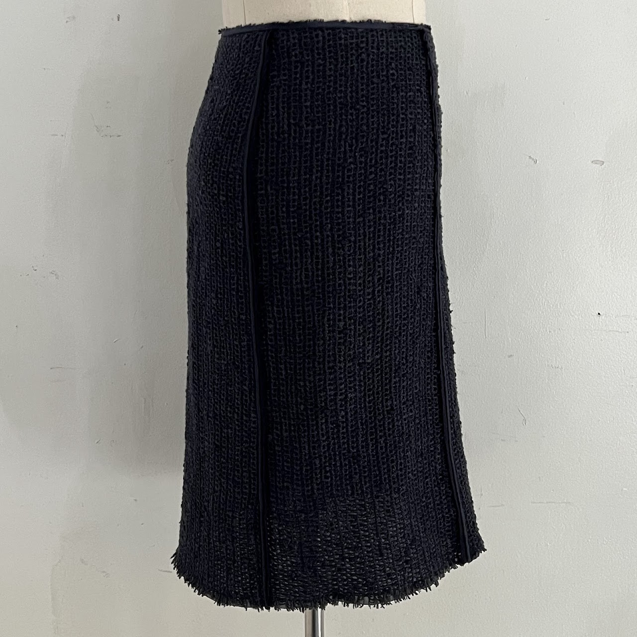 Prada Navy Blue Knit Pencil Skirt