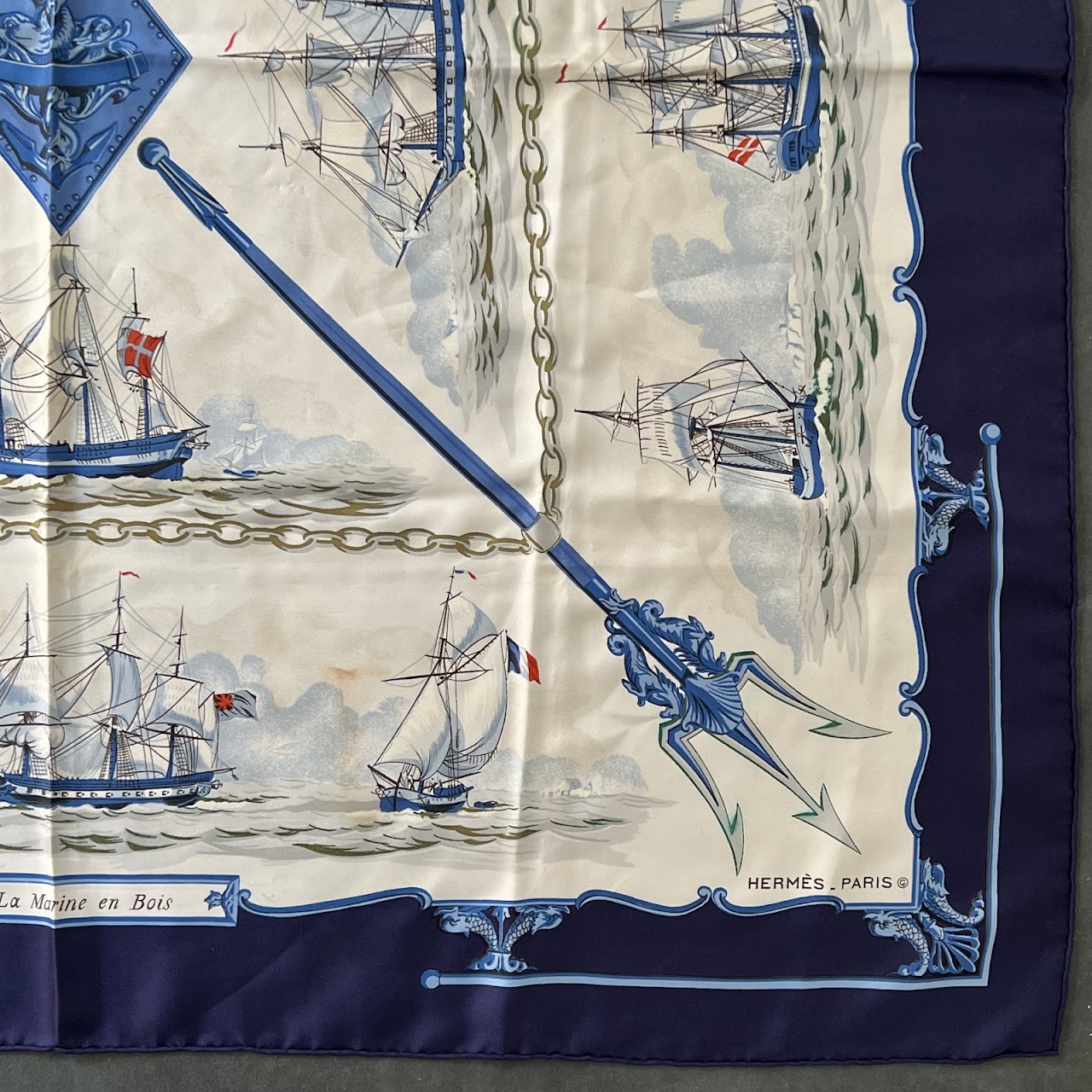 Hermès 'La Marine en Bois' Silk Scarf 90