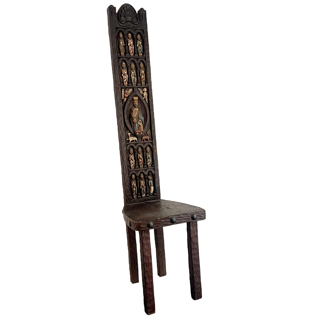 Ormecasa Spanish Carved High Back Spinning Chair