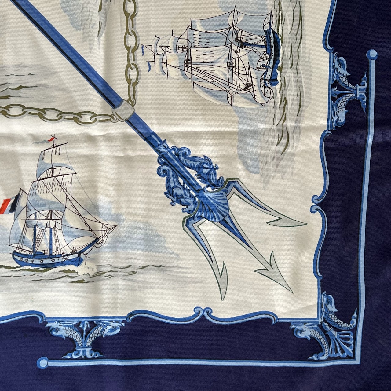 Hermès 'La Marine en Bois' Silk Scarf 90