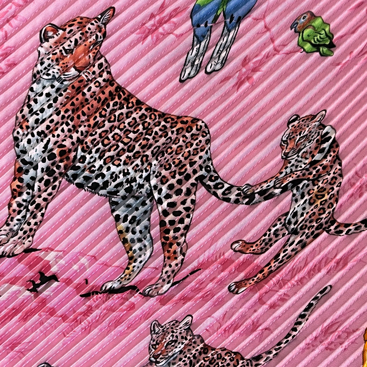 Hermès 'Tendresse Feline' Silk Plisse Scarf