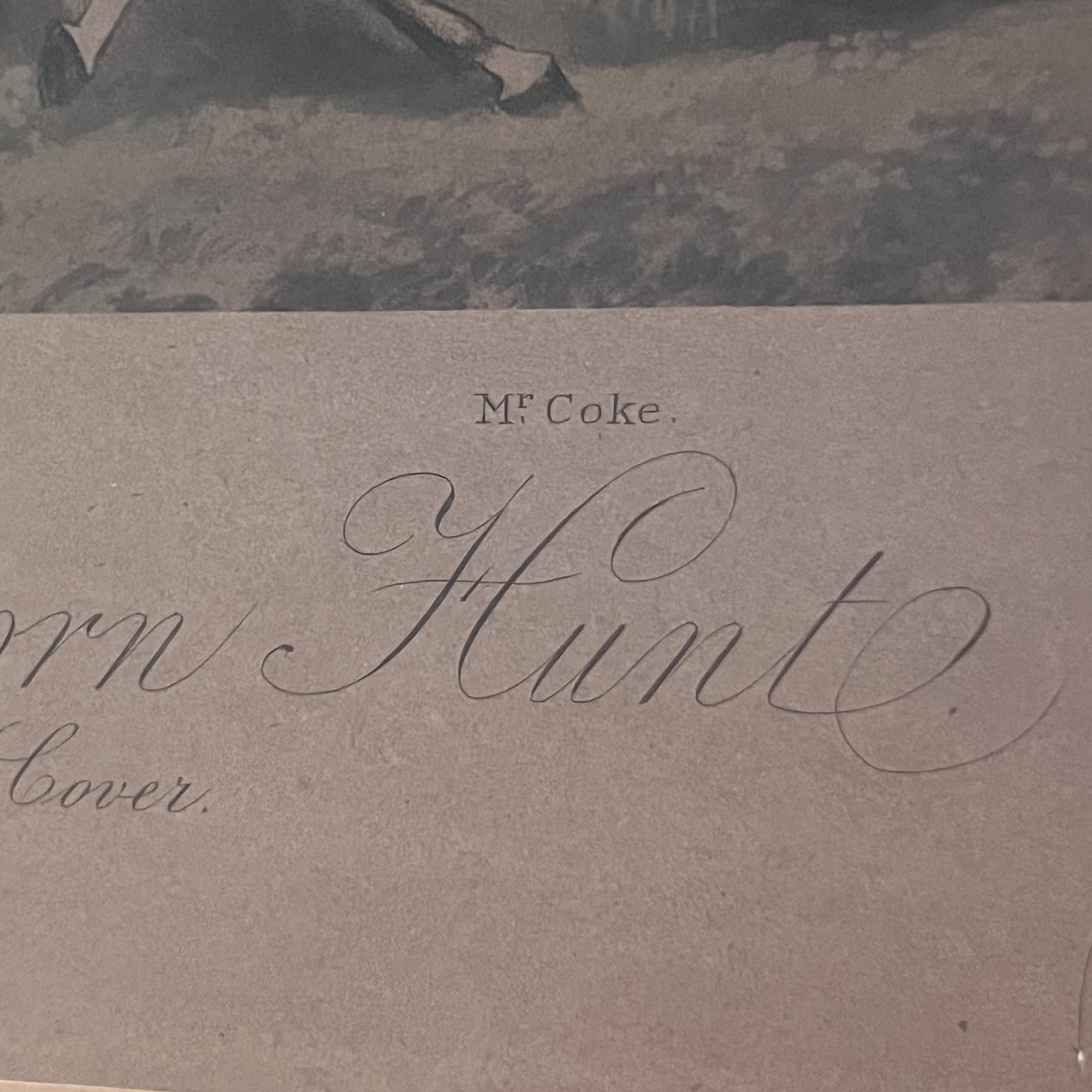 'The Quorn Hunt, Drawing Cover' 19th C. Fox Hunt Engraving