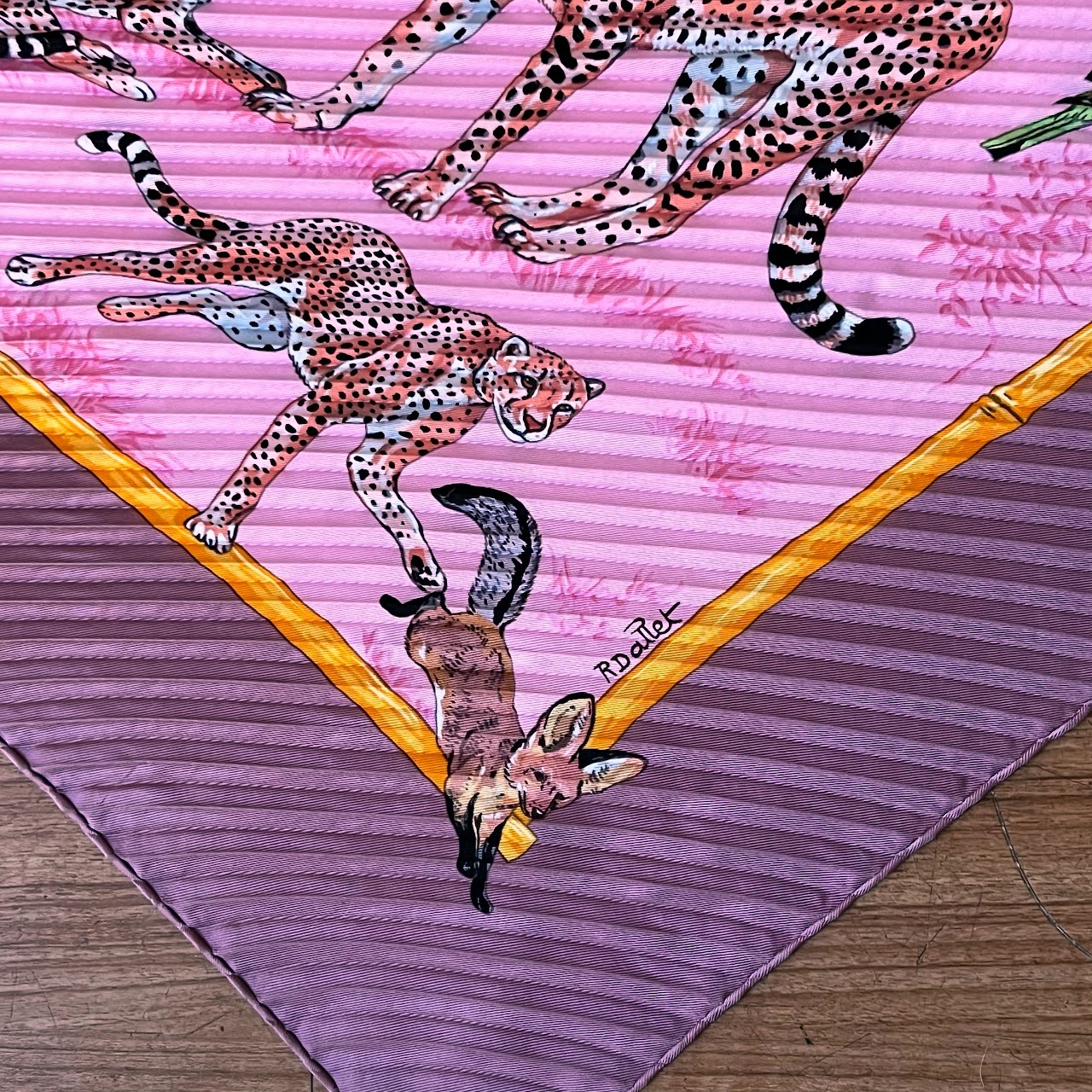 Hermès 'Tendresse Feline' Silk Plisse Scarf