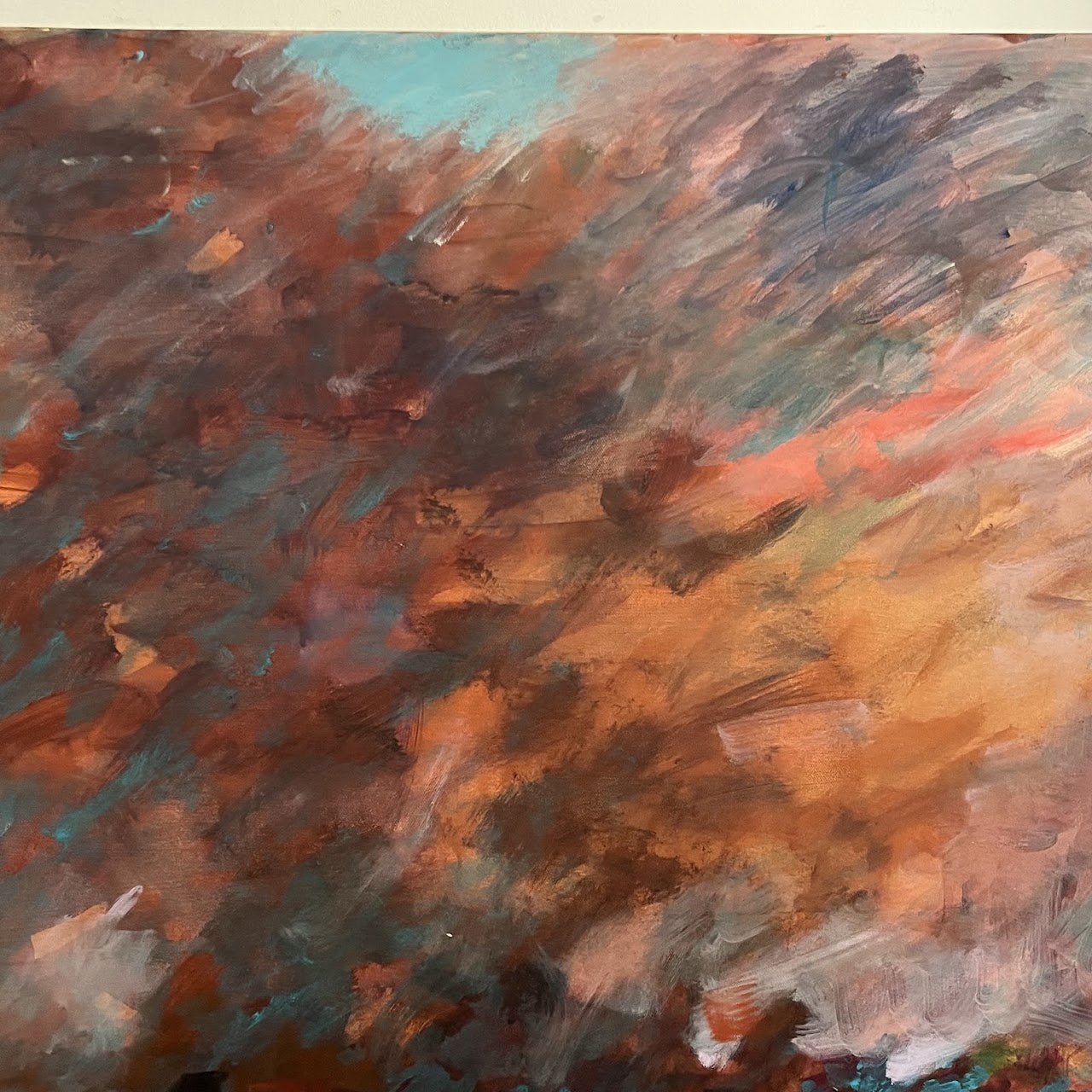 Catherine Abrams 'Tahoe Lake Fire' Signed Oil Painting