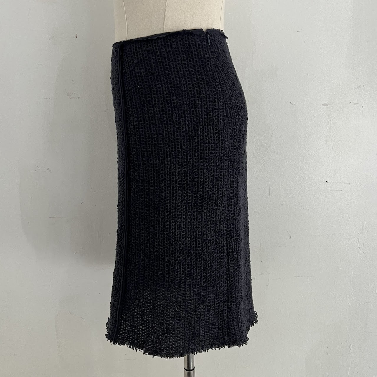 Prada Navy Blue Knit Pencil Skirt