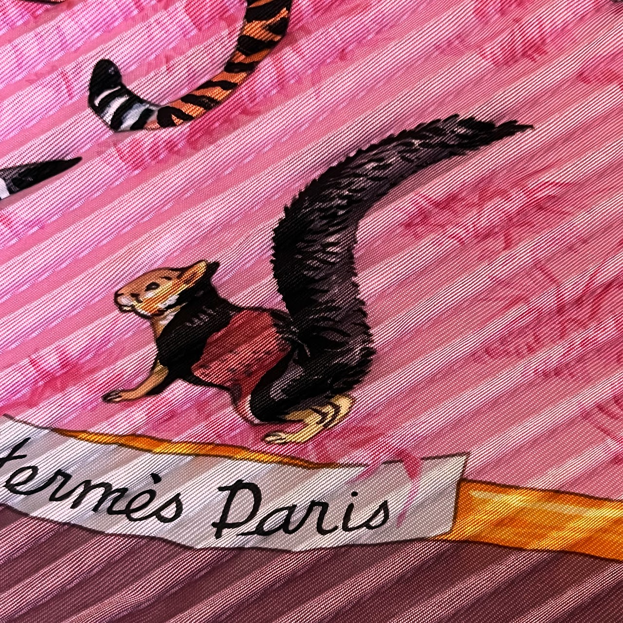 Hermès 'Tendresse Feline' Silk Plisse Scarf