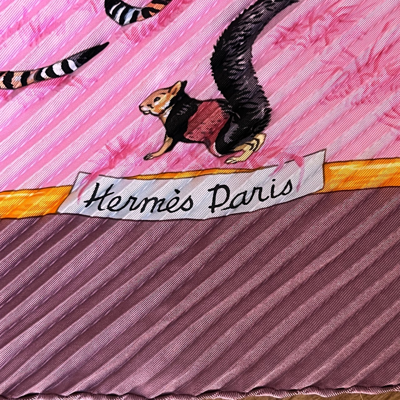 Hermès 'Tendresse Feline' Silk Plisse Scarf