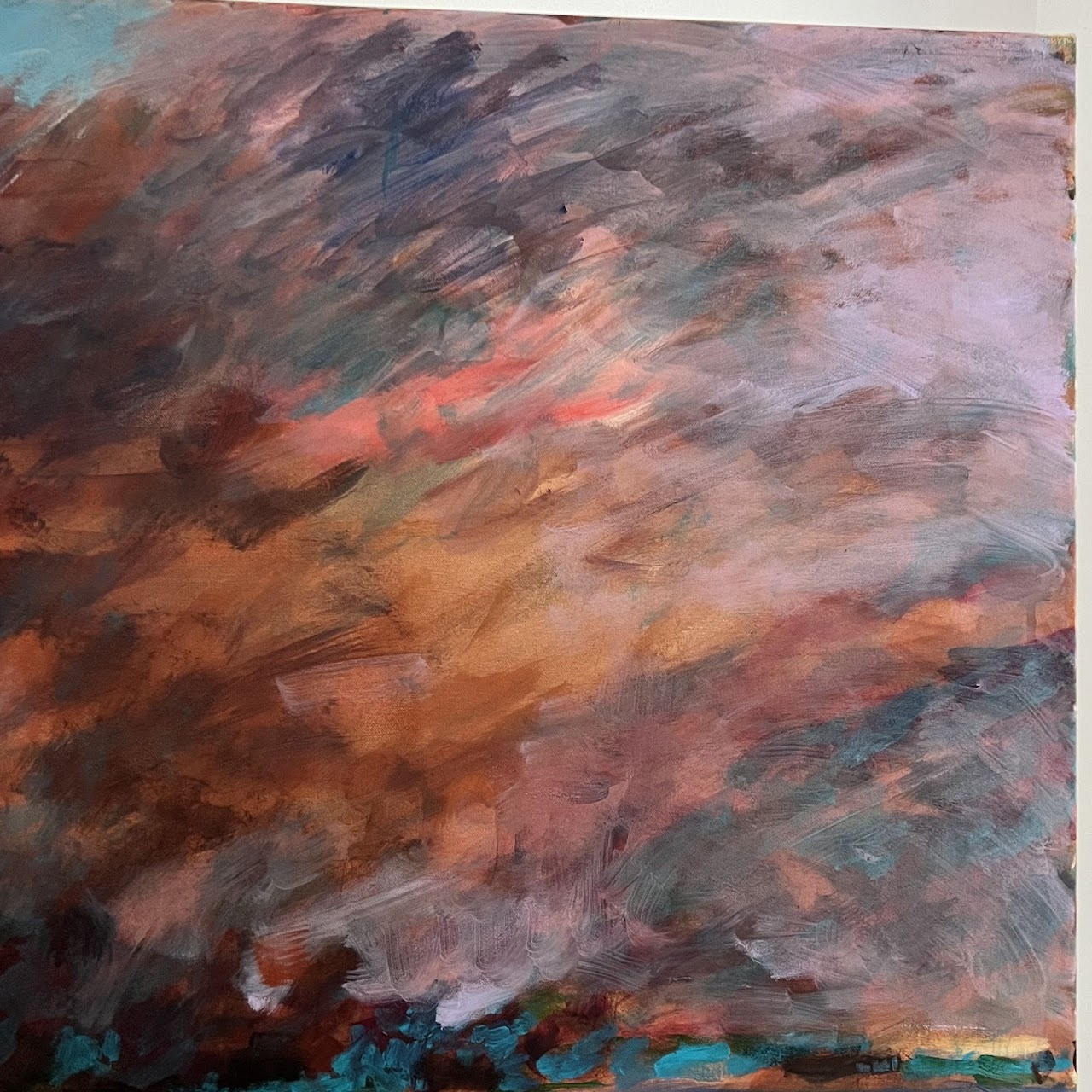 Catherine Abrams 'Tahoe Lake Fire' Signed Oil Painting