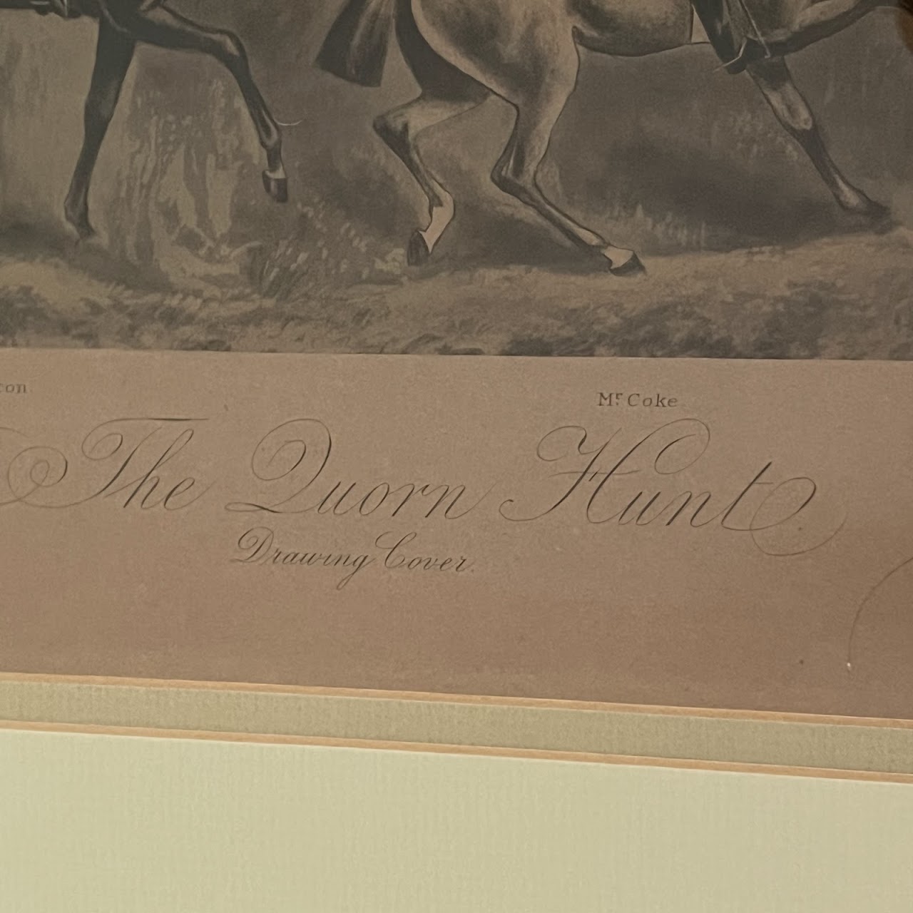 'The Quorn Hunt, Drawing Cover' 19th C. Fox Hunt Engraving