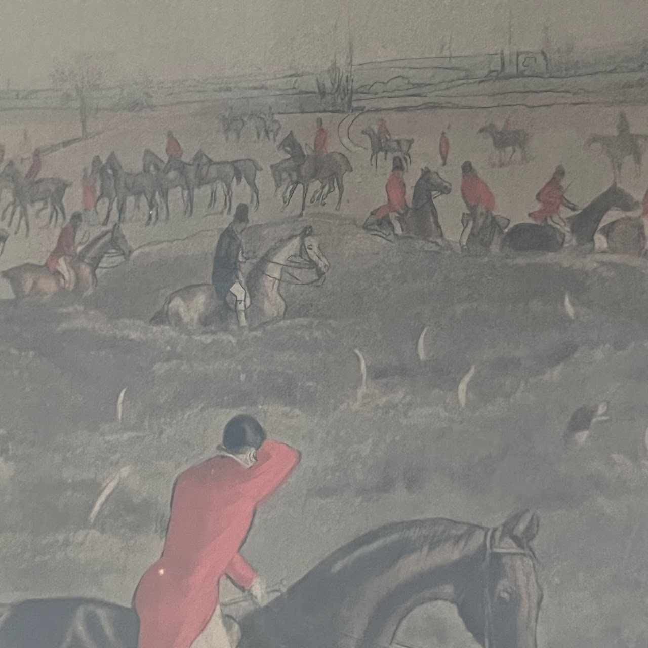 'The Quorn Hunt, Drawing Cover' 19th C. Fox Hunt Engraving