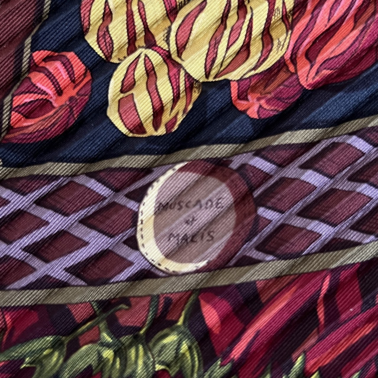 Hermès 'Aux Pays des Eipces' Pleated Silk Scarf