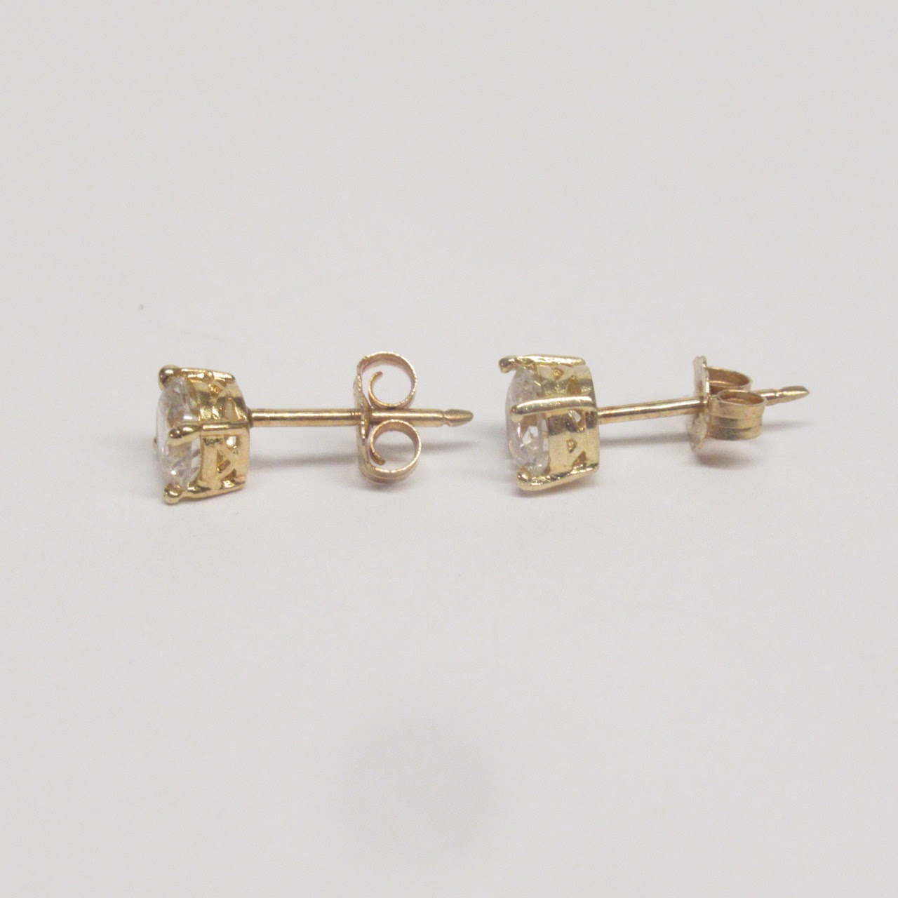 14K Gold and Clear Stone Earrings