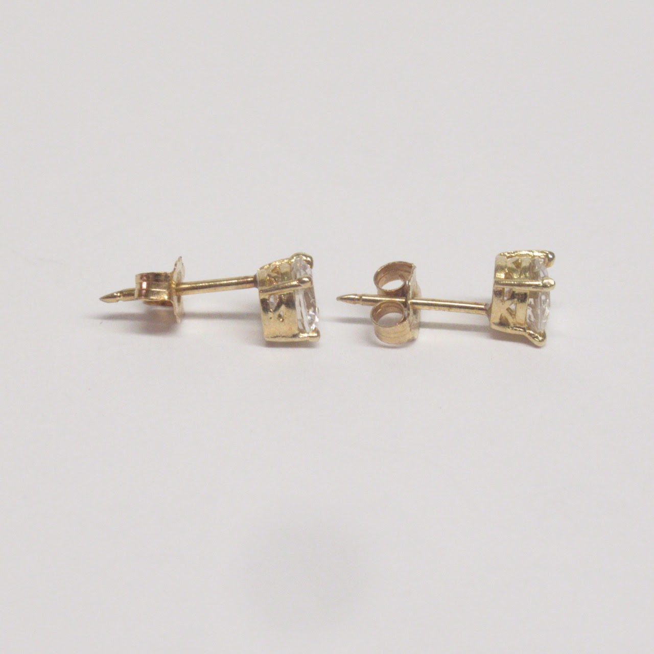 14K Gold and Clear Stone Earrings