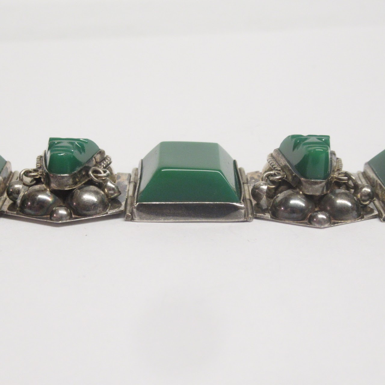 Sterling Silver and Green Agate Bracelet