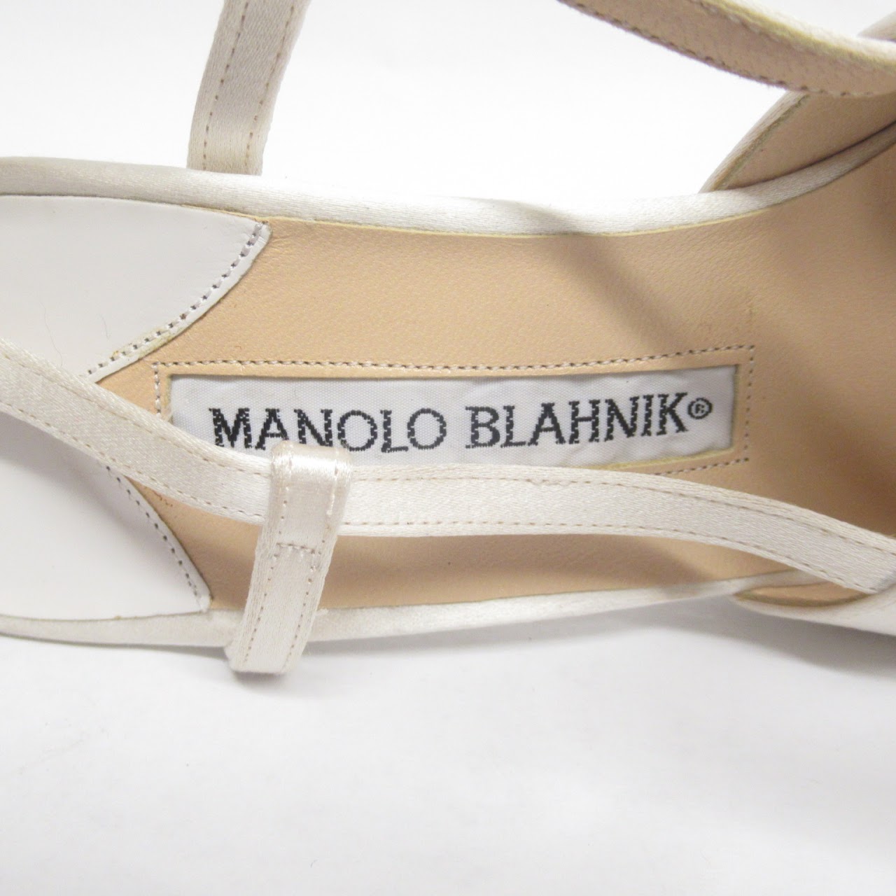 Manolo Blahnik White Satin Slingbacks