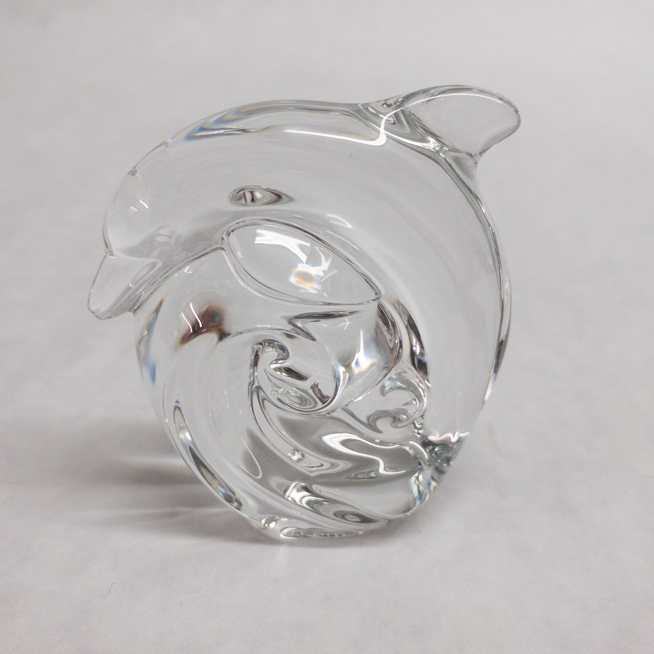 Steuben Crystal Dolphin on Wave Figurine