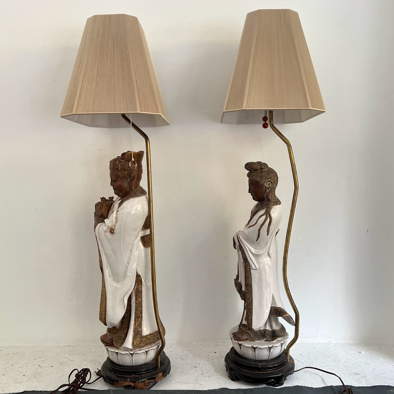 Fantoni Style Vintage Figural Table Lamp Pair