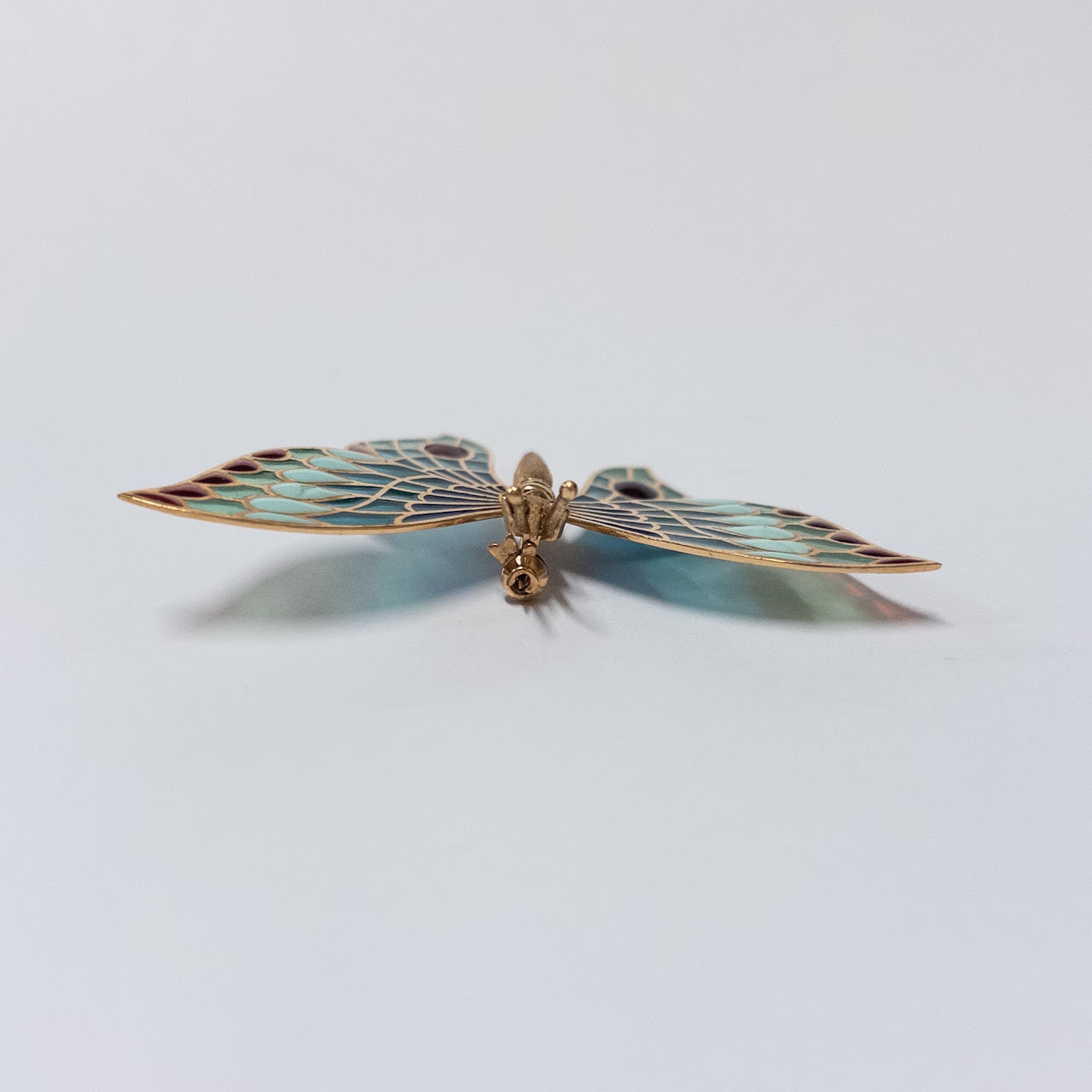 18K Gold and Plique-à-Jour Butterfly Brooch