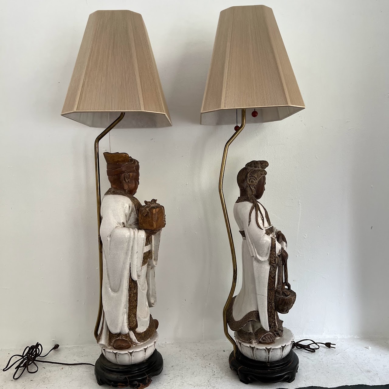 Fantoni Style Vintage Figural Table Lamp Pair