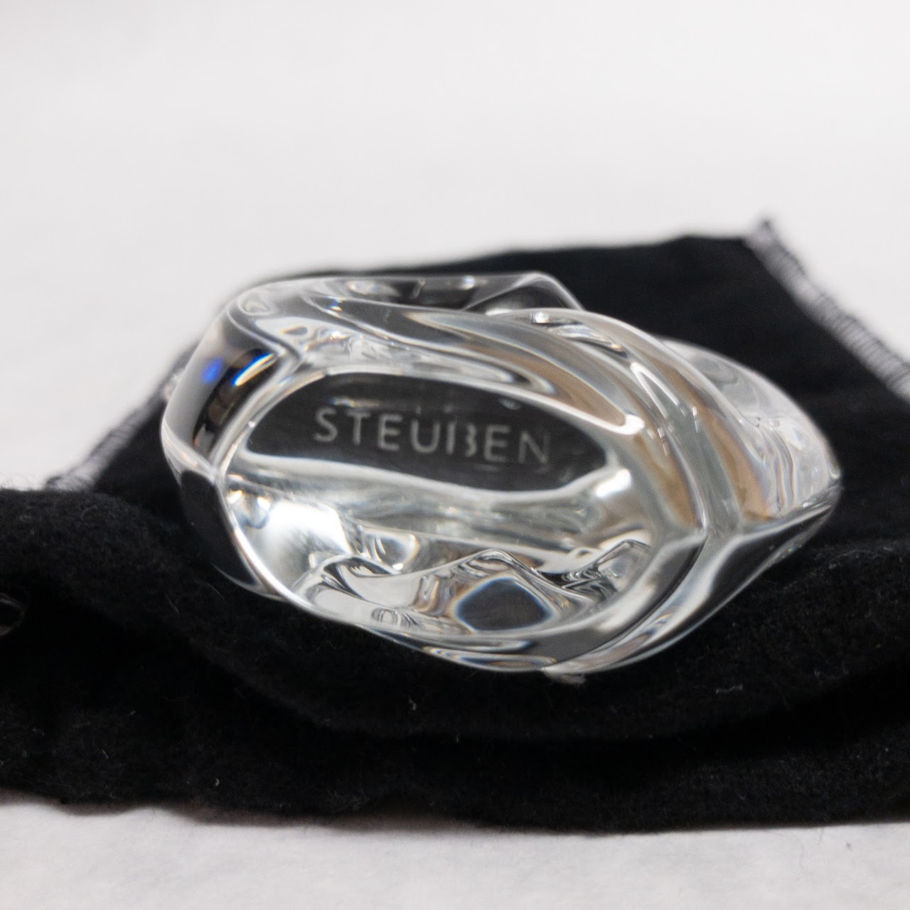 Steuben Crystal Dolphin on Wave Figurine