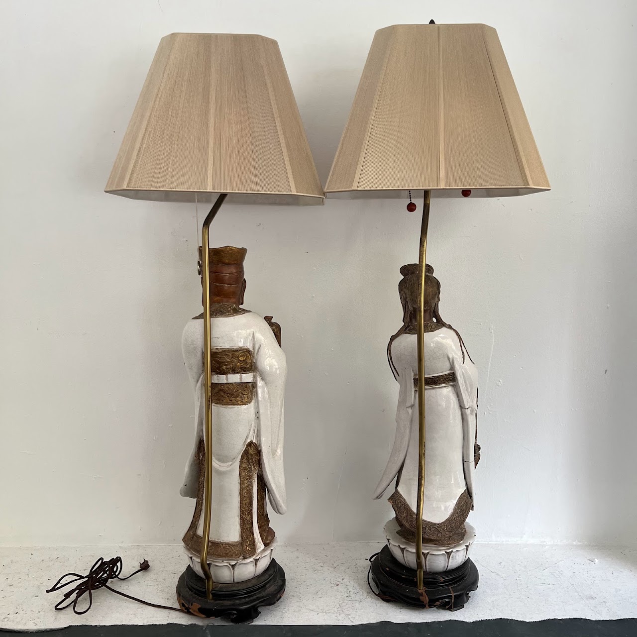 Fantoni Style Vintage Figural Table Lamp Pair