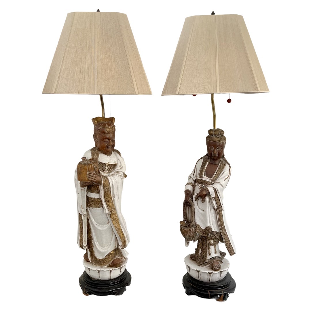 Fantoni Style Vintage Figural Table Lamp Pair