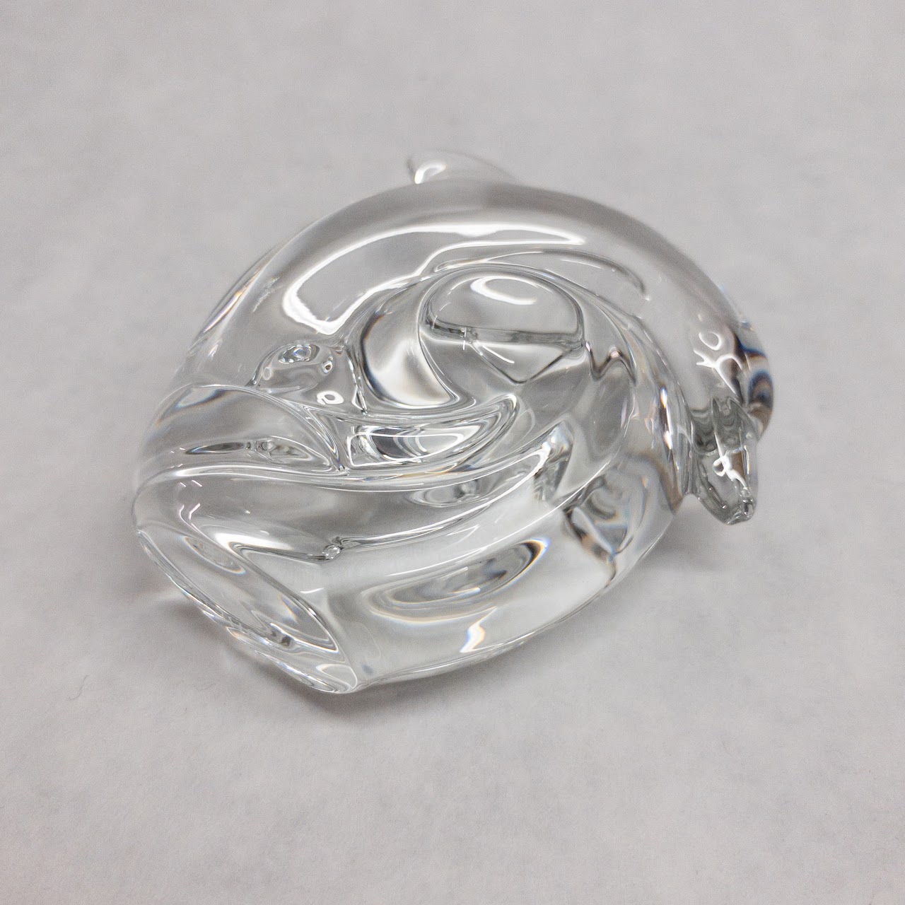 Steuben Crystal Dolphin on Wave Figurine