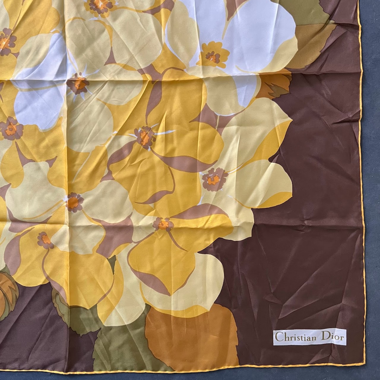 Christian Dior Vintage Floral Silk Scarf