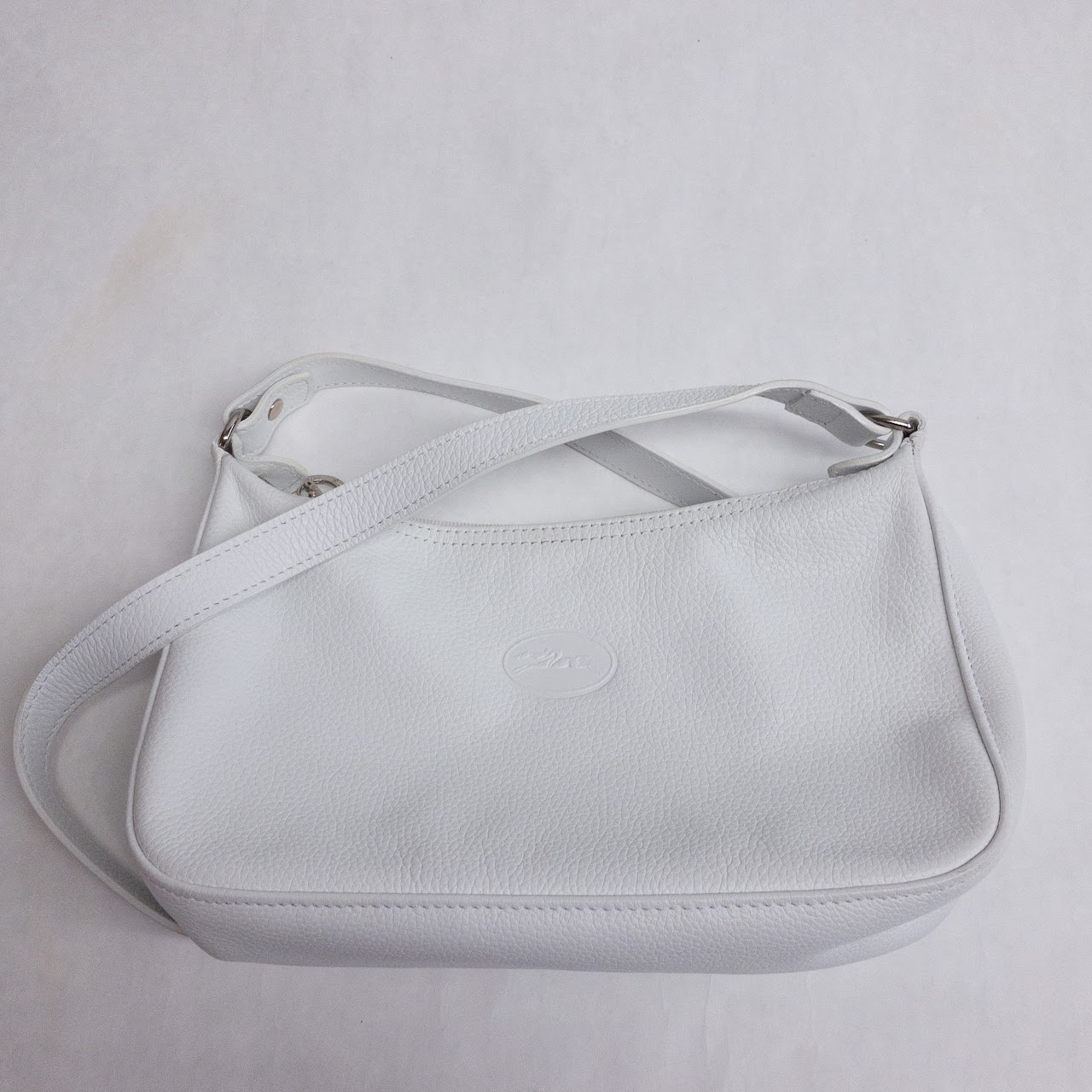 Longchamp White Leather Shoulder Bag