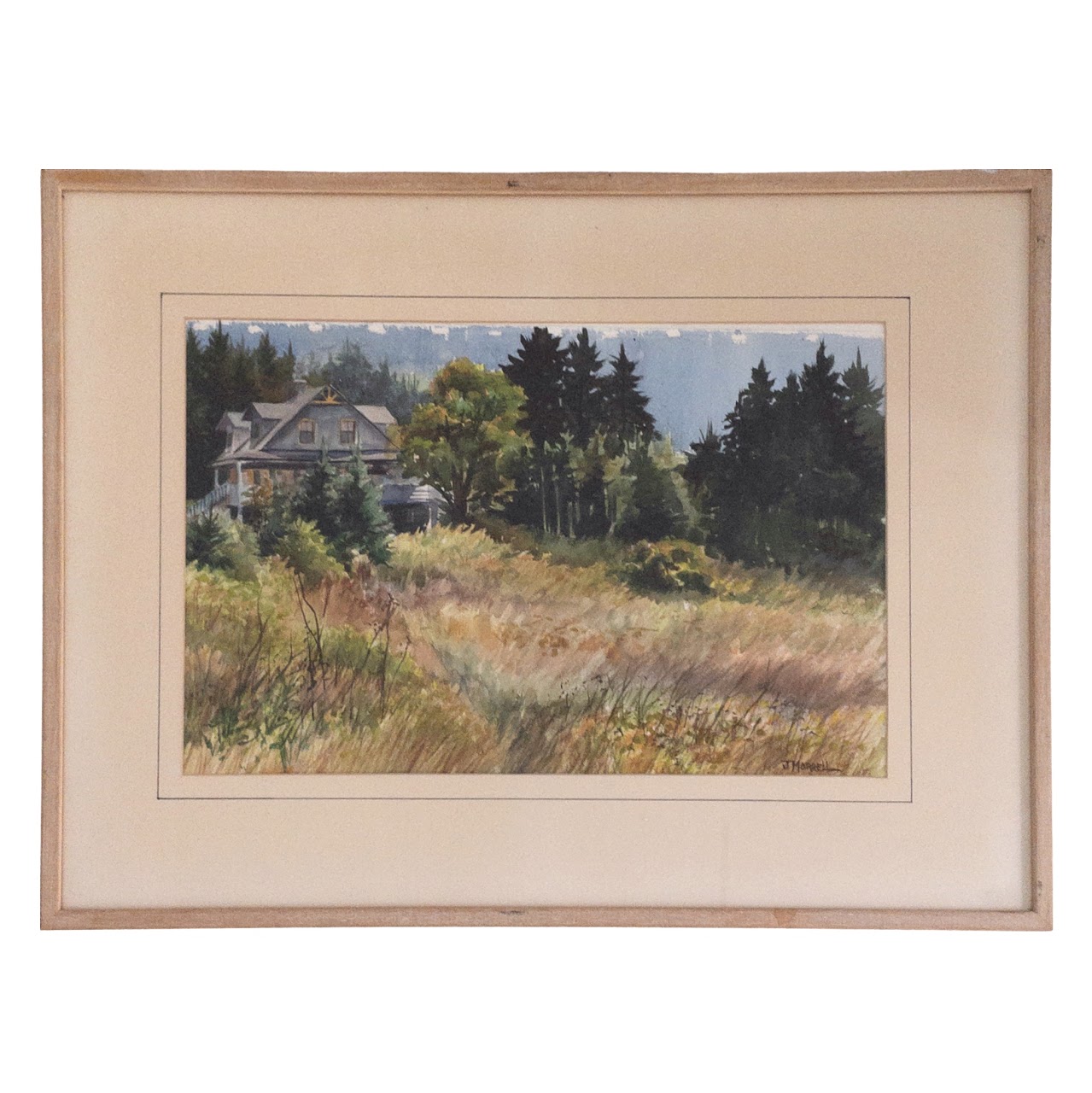 J. Morrell Signed Watercolor Landscape Painting