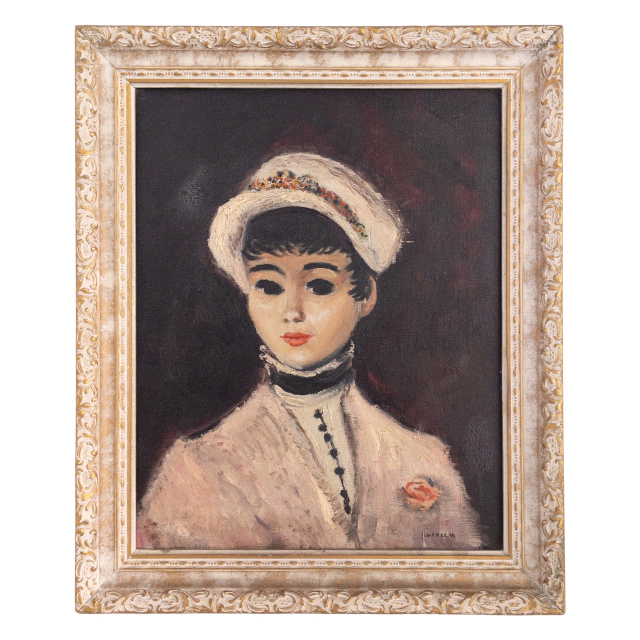 Hirsch Signed Oil Female Portrait Painting