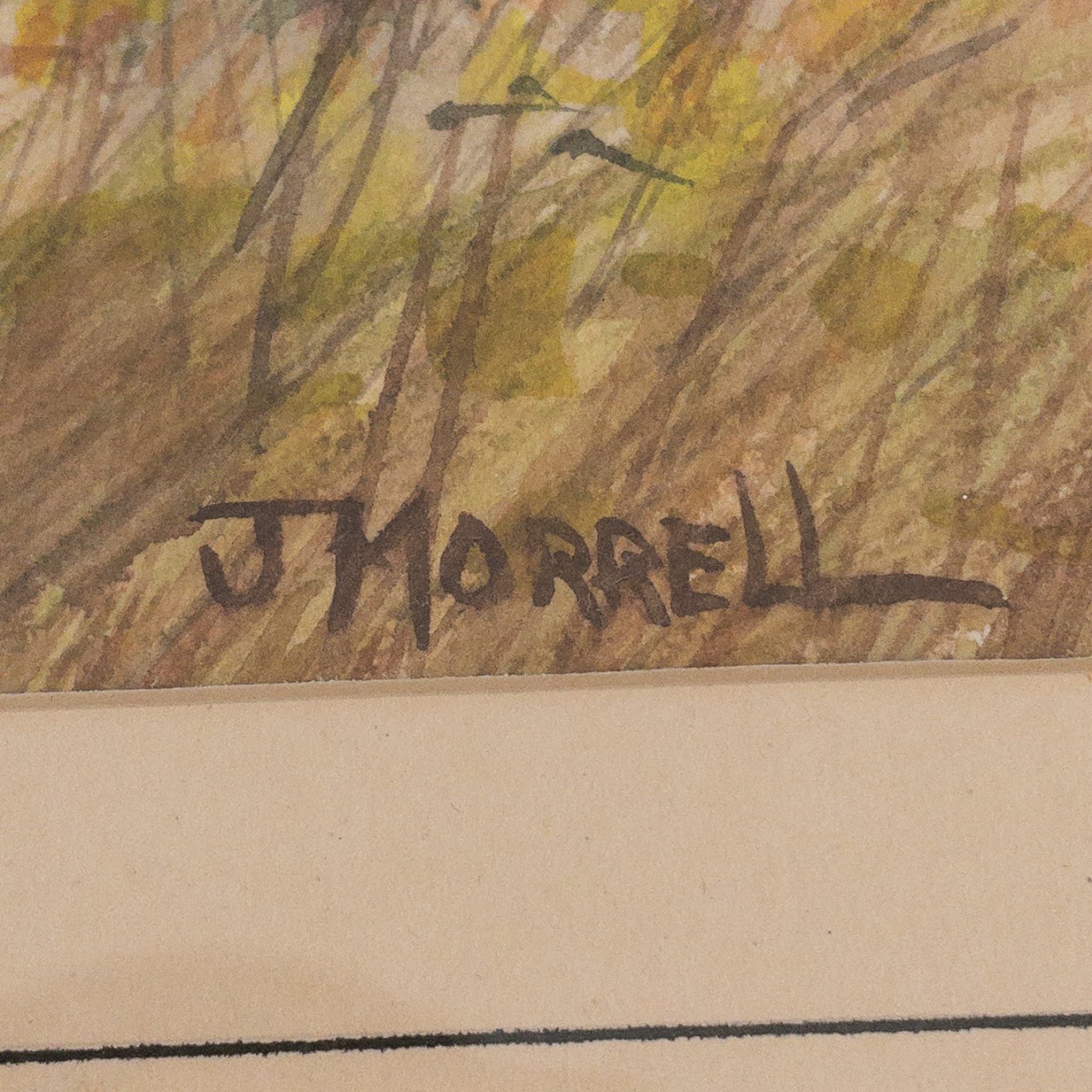 J. Morrell Signed Watercolor Landscape Painting