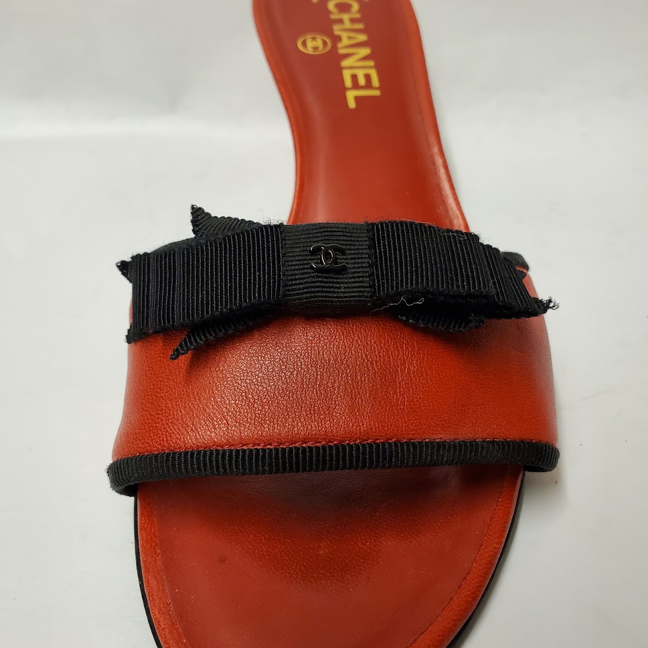 Chanel Red Leather Mules