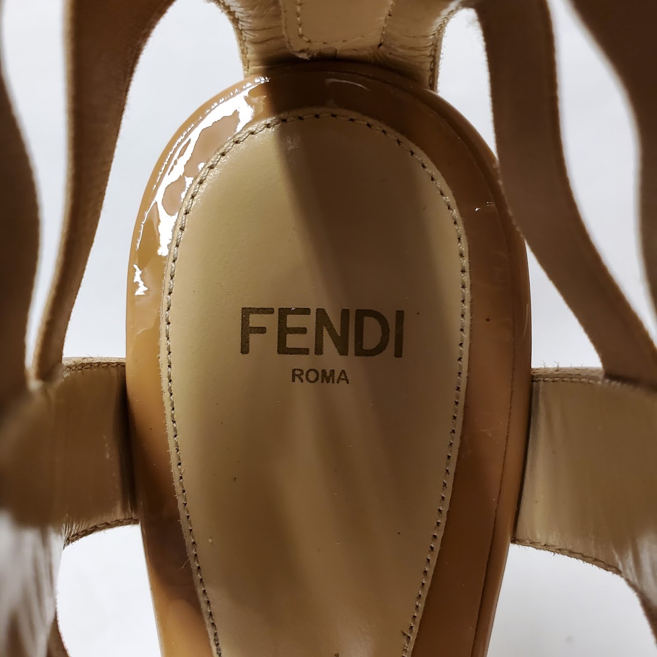 Fendi Patent Leather Wedge Sandals