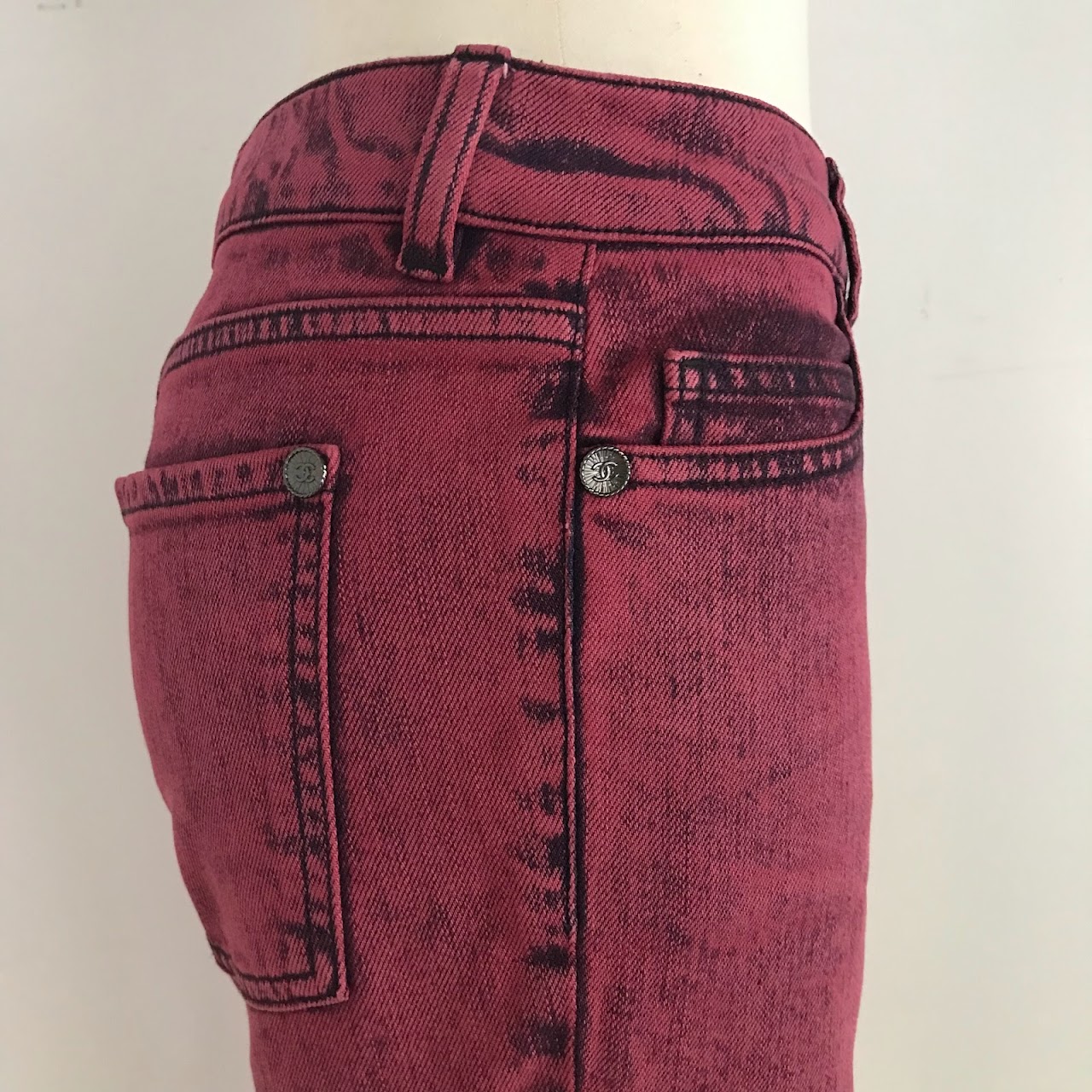 Chanel Pink Acid Wash Jeans