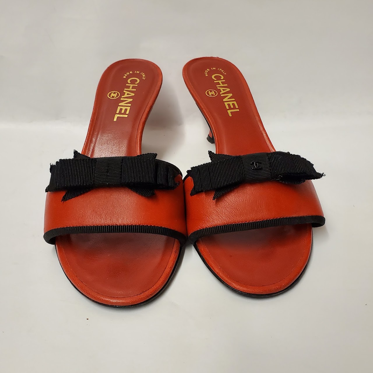 Chanel Red Leather Mules