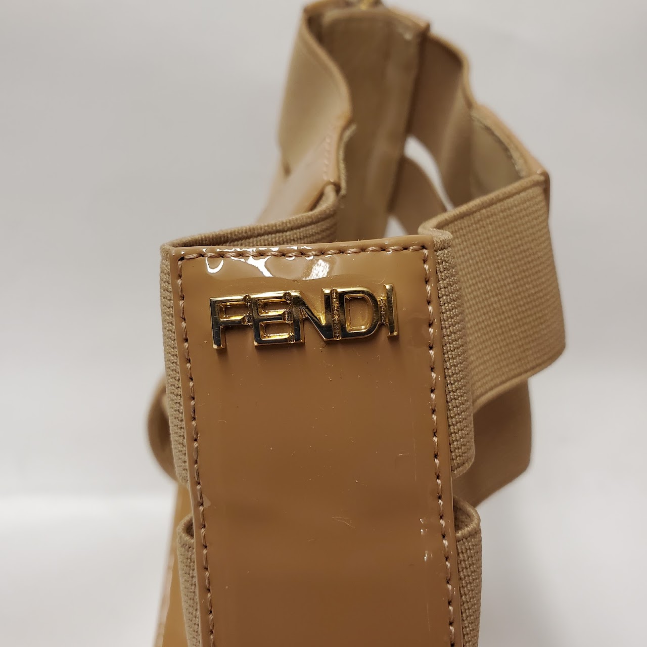 Fendi Patent Leather Wedge Sandals