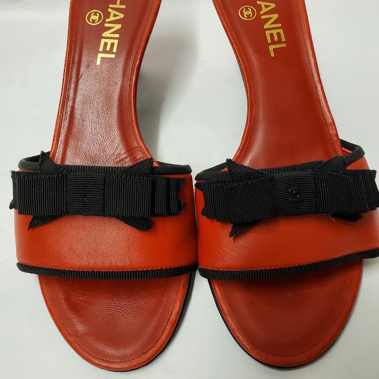 Chanel Red Leather Mules